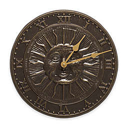 Whitehall Products Sun Face Indoor/Outdoor Clock in French Bronze