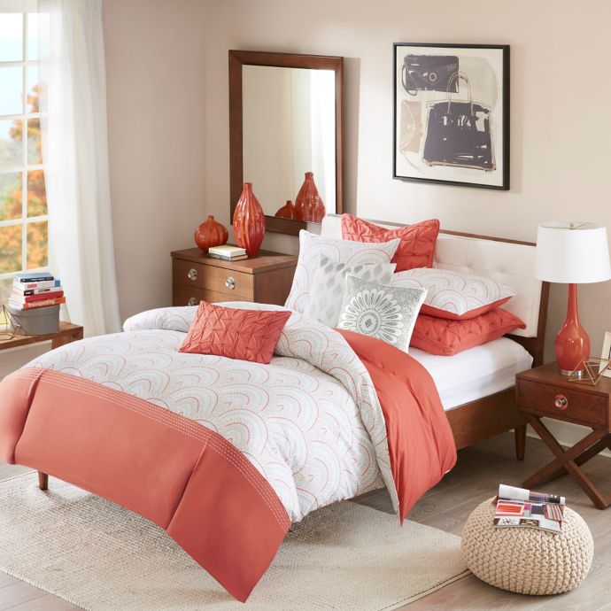 Ink Ivy Muriel Duvet Cover Set In Coral Bed Bath Beyond