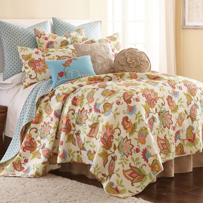 Levtex Home Ansley Reversible Quilt Set in Cream/Red Bed Bath & Beyond