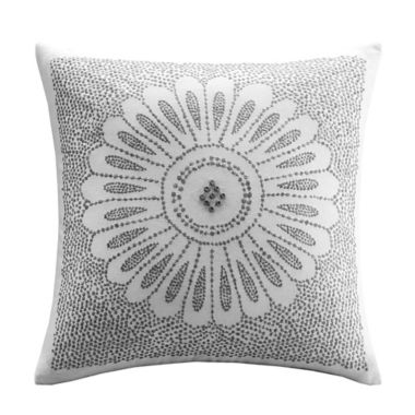 INK+IVY Sofia Square Throw Pillow in Grey. View a larger version of this product image.