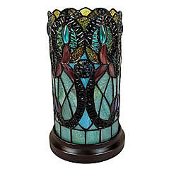Tiffany Style Floral Accent Lamp in Bronze with Stained Glass Shade
