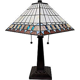 21-Inch Tiffany Style Mission 2-Light Table Lamp with Glass Shade