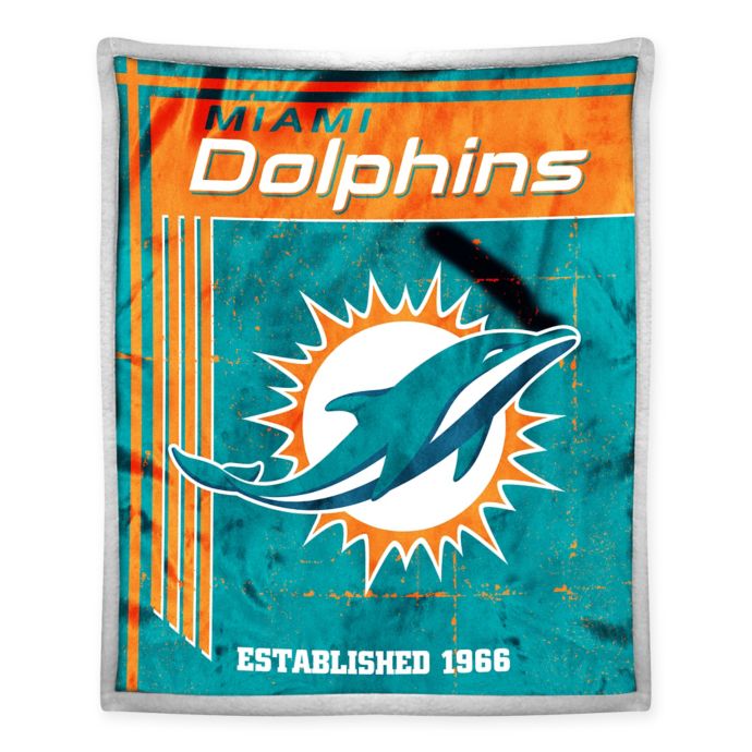 NFL Miami Dolphins Mink Sherpa Throw Blanket by The ...