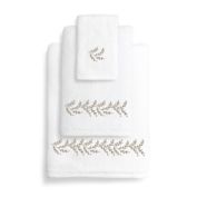 Autumn Leaves Turkish Cotton Hand Towel in White/Light Brown