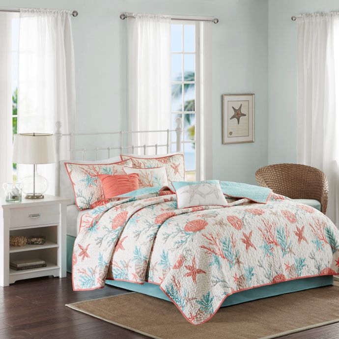 Madison Park Pebble Beach 6 Piece Cotton Sateen Printed Coverler