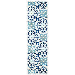 Safavieh Four Seasons Tile 2-Foot 3-Inch x 8-Foot Area Rug in Blue/Ivory