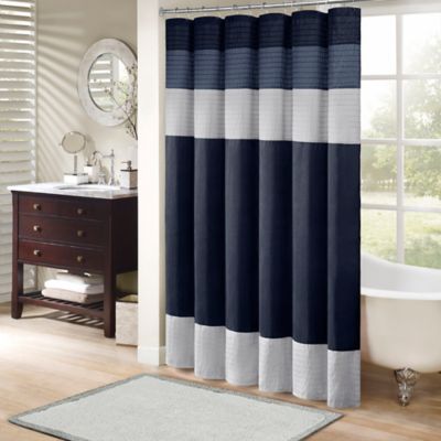 Navy Shower Curtains Bed Bath Beyond, Gray And Navy Blue Shower Curtain