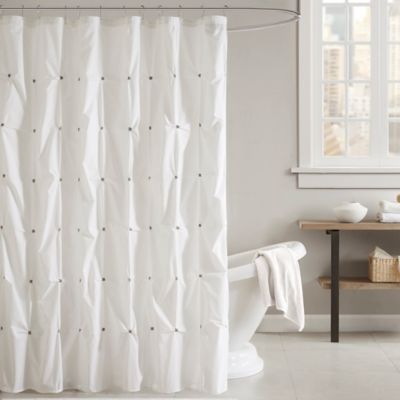 grey and white shower curtain