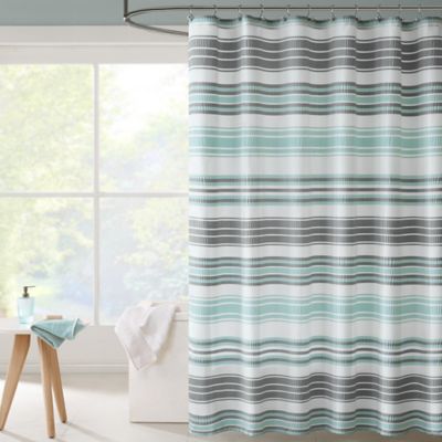 aqua and grey shower curtain