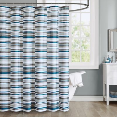 blue grey shower curtain