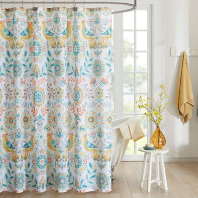 Teal And Yellow Shower Curtain 56, Teal Yellow And Grey Shower Curtain