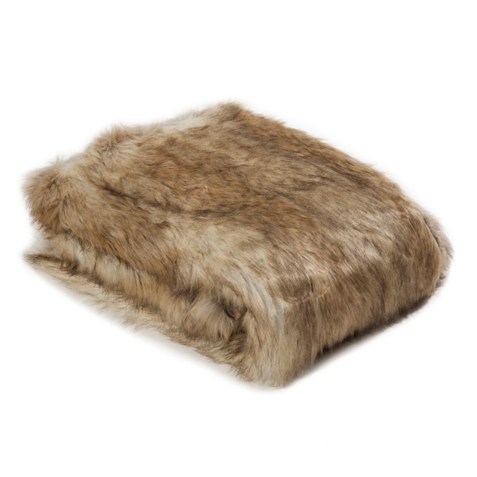 Wild Mannered Luxury Long Hair Faux Fur Throw Blanket in Platinum Frost