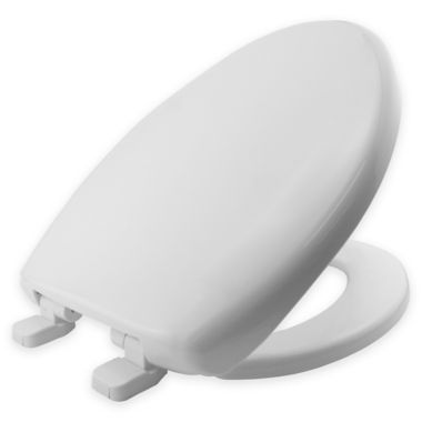Mayfair&reg; Elongated Plastic Toilet Seat in White with Whisper-Close&reg;. View a larger version of this product image.