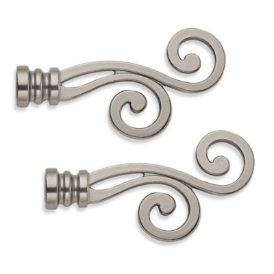 Cambria Classic Complete Lariat Curtain Rod Finials Brushed Nickel 