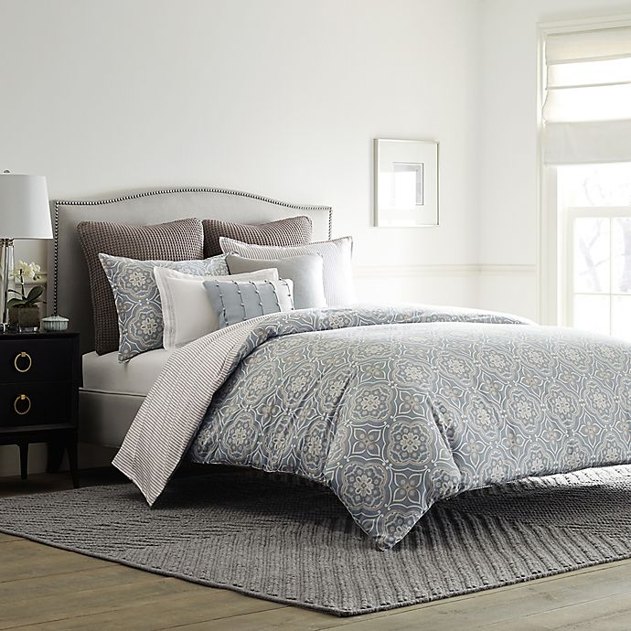 Real Simple Anya Reversible Duvet Cover In Dusty Blue Bed Bath
