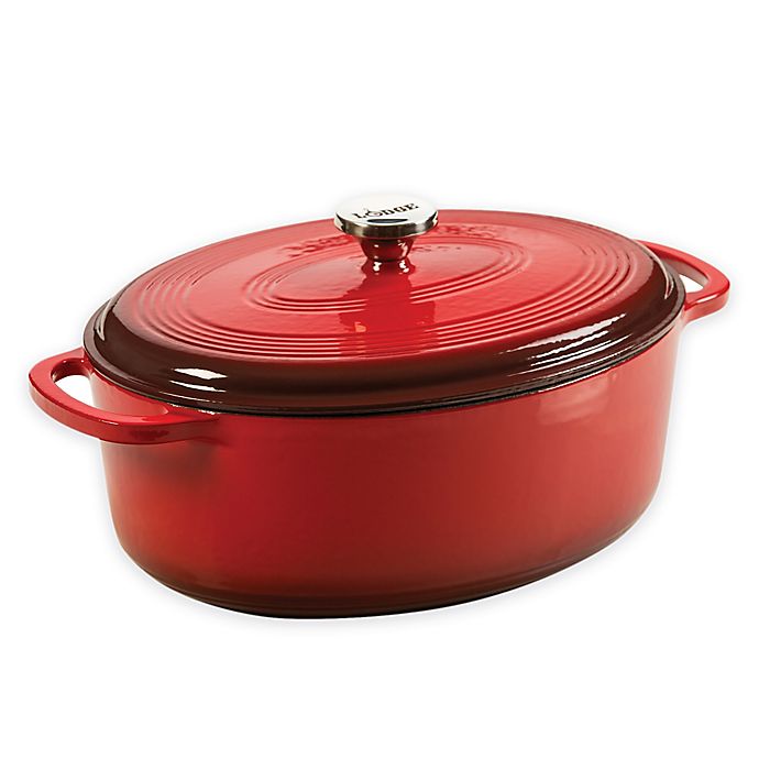 lodge enameled cast iron cookware red