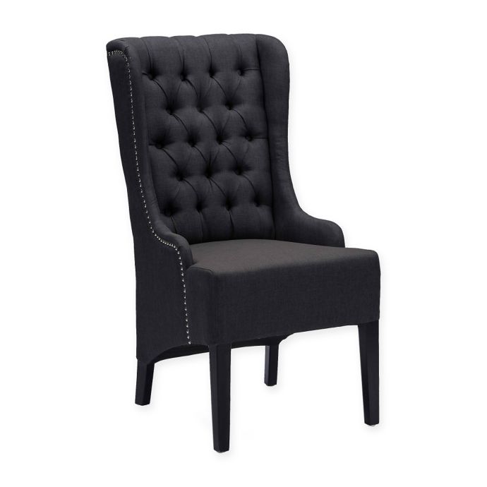 Vincent ButtonTufted Chair in Grey Linen Bed Bath & Beyond