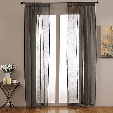 Open Weave Linen Sheer 84-Inch Rod Pocket Window Curtain Panel in Grey (Single). View a larger version of this product image.