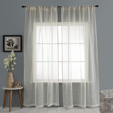 Open Weave Linen Sheer Rod Pocket Window Curtain Panel (Single). View a larger version of this product image.