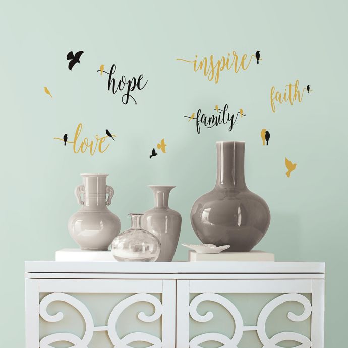 Inspirational Words with Birds Peel and Stick Wall Decals Bed Bath