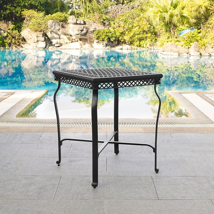 Crosley Portofino Patio Bar Height Bistro Table in Black | Bed Bath