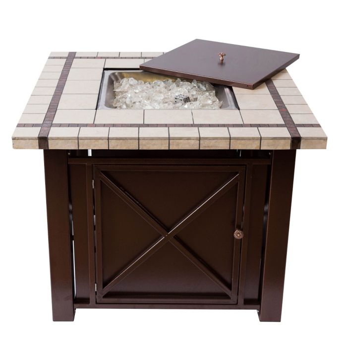 Bombay Bronze Fire Pit Table With Ceramic Countertop Bed Bath