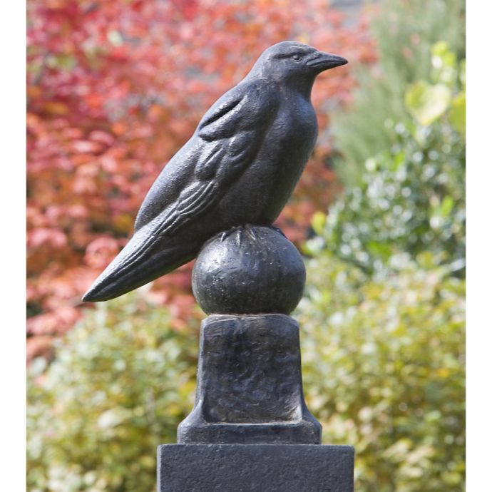 red raven resin statue