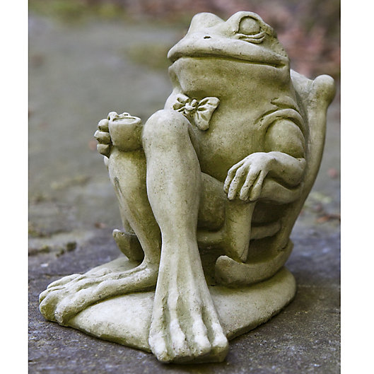 Alternate image 1 for Campania Male Frog Stone Garden Statue with English Moss Finish