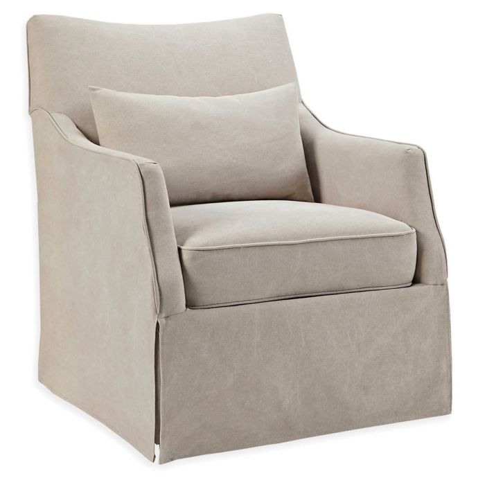 Martha Stewart London Skirted Swivel Chair in Beige | Bed Bath & Beyond