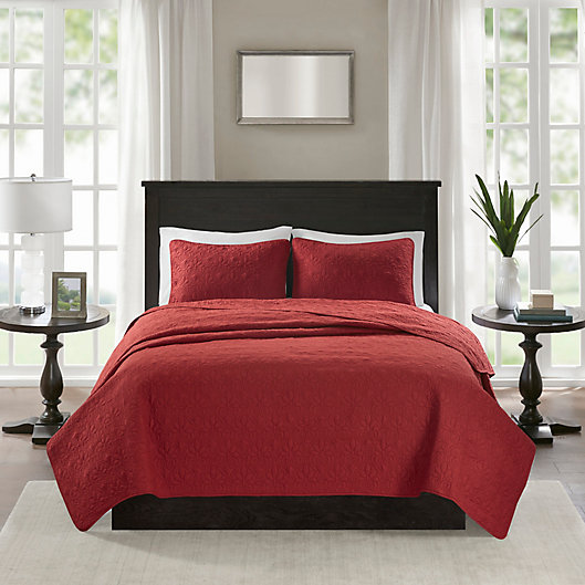Alternate image 1 for Madison Park Quebec 2-Piece Reversible Twin/Twin XL Coverlet Set in Red
