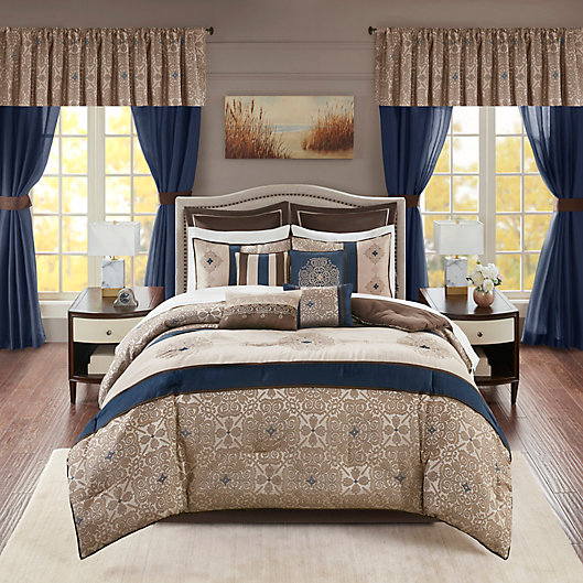 Madison Park Essentials Delaney, California King Bed In A Bag With Curtains