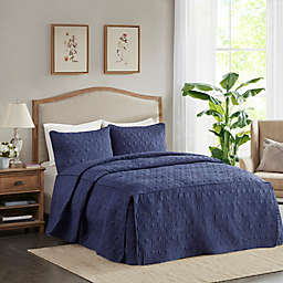 Madison Park Quebec 3-Piece Queen Fitted Bedspread Set in Navy