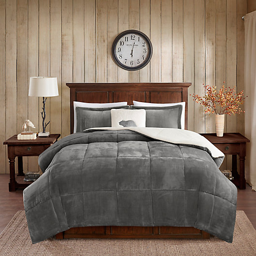 Alternate image 1 for Woolrich® Alton Plush to Sherpa 3-Piece Twin Comforter Set in Grey/Ivory