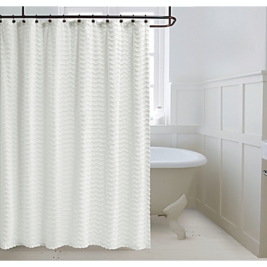 Wave Chenille Shower Curtain in White. View a larger version of this product image.