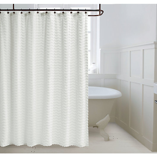 Wave Chenille Shower Curtain In White, 54 Inch Shower Curtain Rod