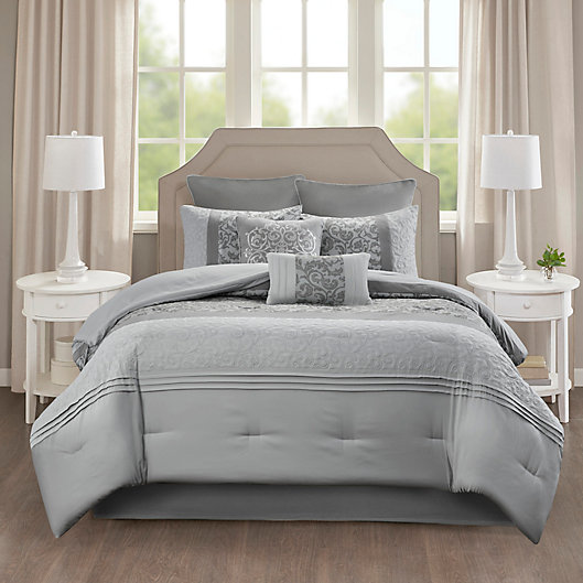 Alternate image 1 for 510 Design Ramsey 8-Piece Queen Embroidered Comforter Set in Grey