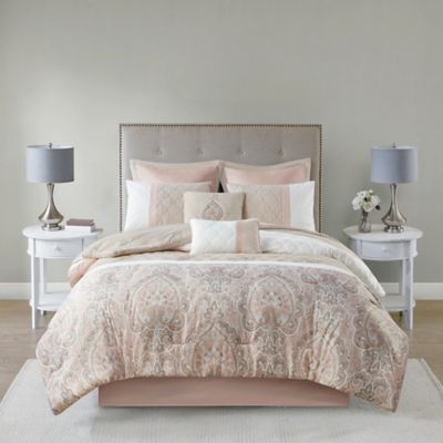 Queen Size 510 DESIGN Shawneel 8 Piece Bedding Comforter Set for Bedroom Blue 