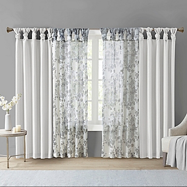 Madison Park Simone 95-Inch Sheer Twisted Tab Top Window Curtain Panel in White (Single). View a larger version of this product image.