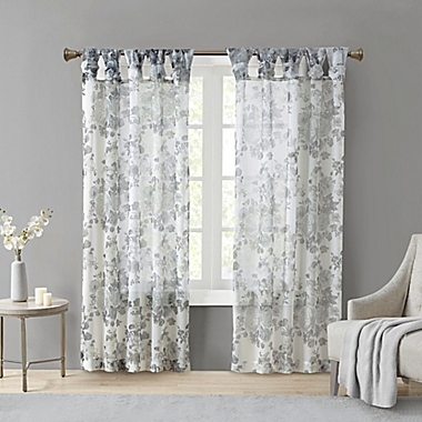 Madison Park Simone 95-Inch Sheer Twisted Tab Top Window Curtain Panel in White (Single). View a larger version of this product image.
