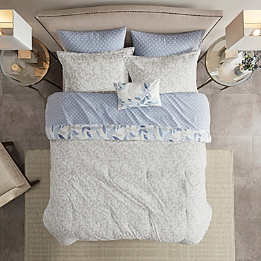 Madison Park Essentials Sofia 8-Piece Reversible Queen Comforter Set in Blue. View a larger version of this product image.