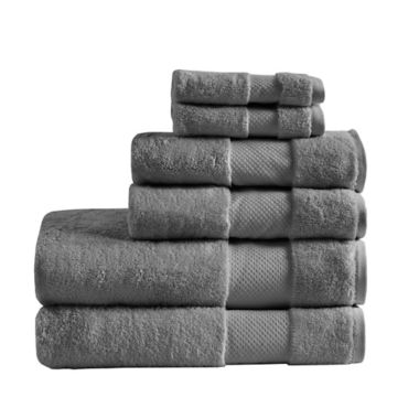 Madison Park&reg; 6-Piece Signature Turkish Cotton Bath Towel Set in Charcoal. View a larger version of this product image.