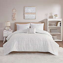 Intelligent Design Annie 4-Piece Clipped Full/Queen Duvet Cover Set in Ivory