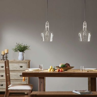 Hampton Hill Auburn Single-Light Pendant in Silver with Glass Shade. View a larger version of this product image.