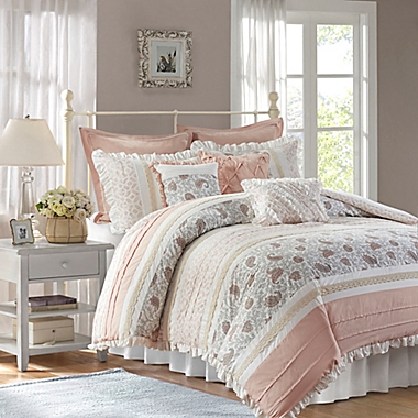 Madison Park&reg; Dawn 9-Piece King Comforter Set in Blush. View a larger version of this product image.