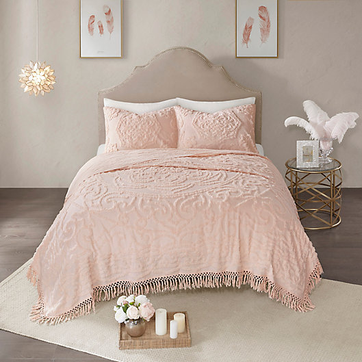 Alternate image 1 for Madison Park Laetitia Tufted Chenille 2-Piece Twin/Twin XL Coverlet Set in Blush