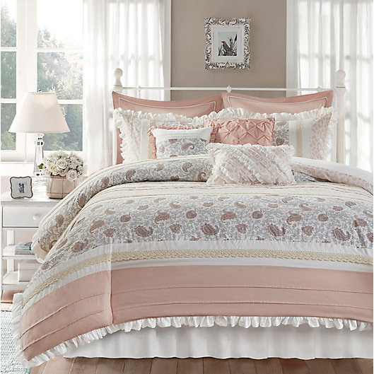 Alternate image 1 for Madison Park® Dawn 9-Piece Queen Duvet Cover Set in Blush