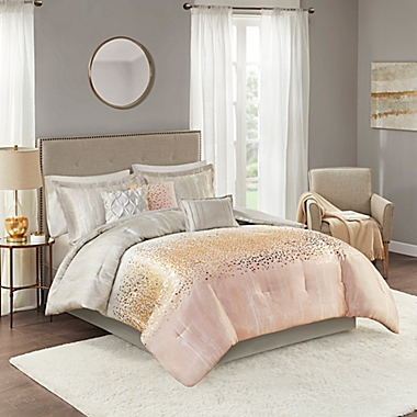 Madison Park&reg; Midnight Garden 7-Piece Reversible King Comforter Set in Blush. View a larger version of this product image.