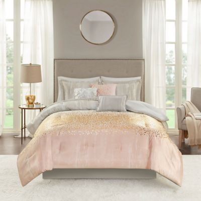 Dreams & Drapes Malinda Floral Reversible Duvet Cover Bedding Set Blush Pink 