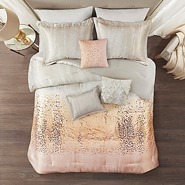 Madison Park Midnight Garden 7-Piece Reversible King Comforter Set in Blush. View a larger version of this product image.