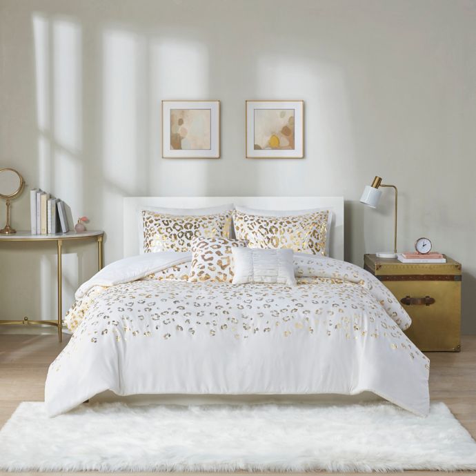 Intelligent Design Lillie 4 Piece Twin Twin Xl Duvet Cover Set In Ivory Gold Bed Bath Beyond